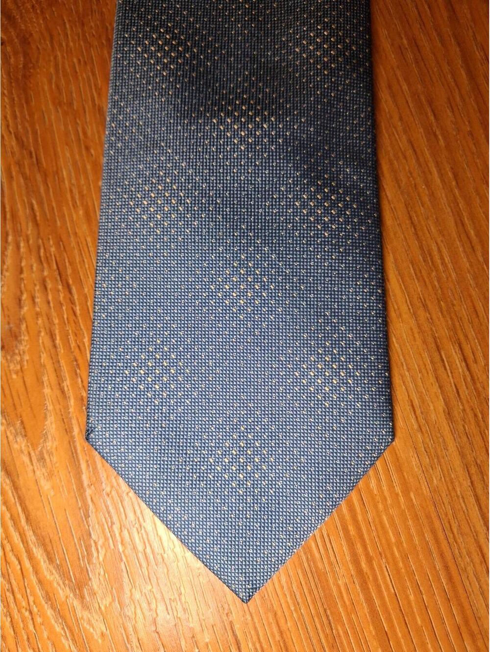 Hermes Paris 100% Silk Tie Blue Geometric Made in France